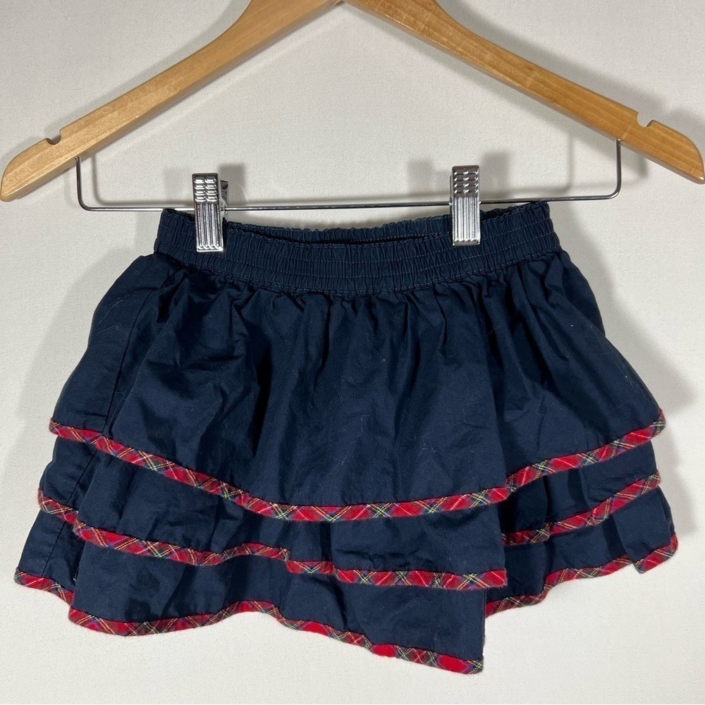 Lands'‎ End Girls Navy Tiered Skirt  Size 4 Cotton
